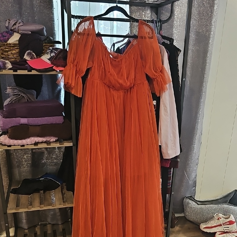 Ever Pretty Vibrant Orange Long  Dress